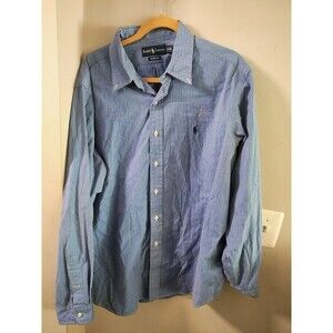 Ralph Lauren Polo Men's Classic Fit Blue White Stripe Dress Shirt XXL
